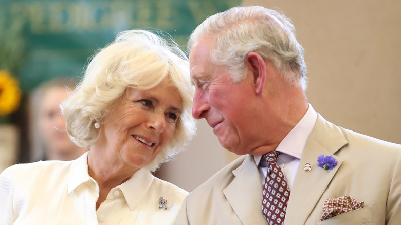 イベントでのチャールズ 3 世国王とカミラ夫人の笑顔