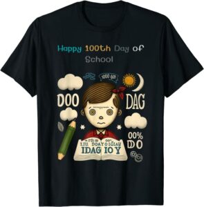Happy 100th Day of School 100Days of School ディープデザイン Tシャツ